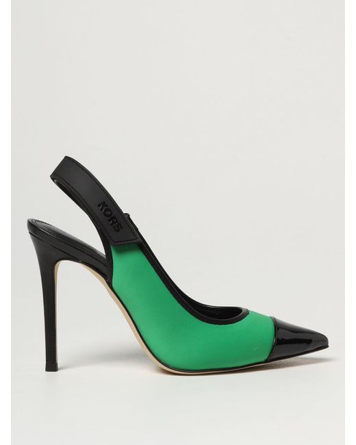 Michael Kors Green Michael Kourtney Slingbacks In Fabric And Patent Leather