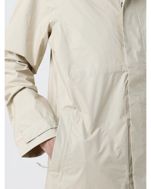 The North Face Natural Knee-Length Nylon Windbreaker Jacket With Hood And Logo