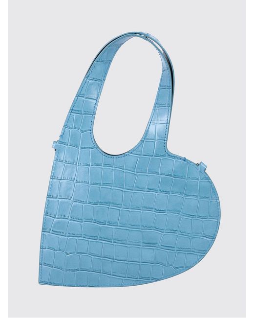 Coperni Blue Heart Croc-Print Leather Tote Bag