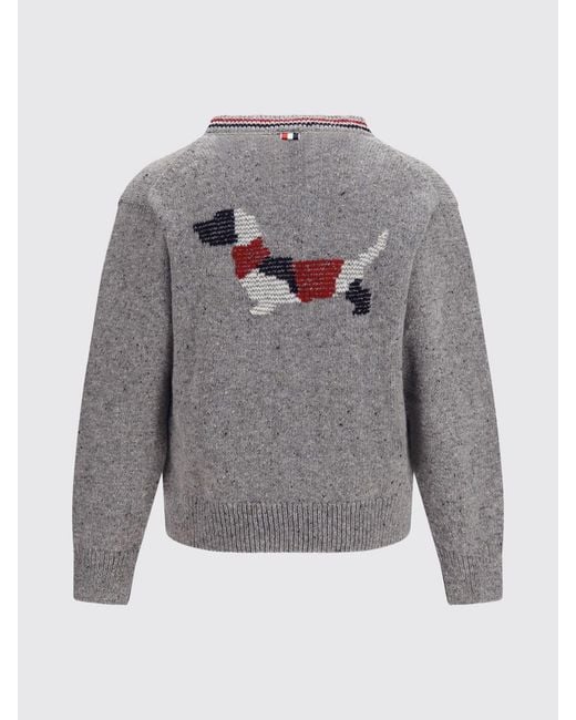 Thom Browne Gray Slim Fit Wool And Mohair Cardigan With Fauna Print for men