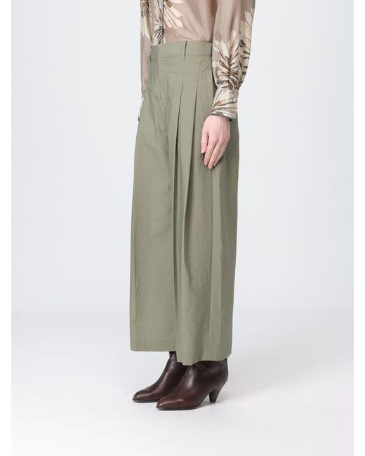 Brunello Cucinelli Green Cotton Poplin Wide Leg Trousers