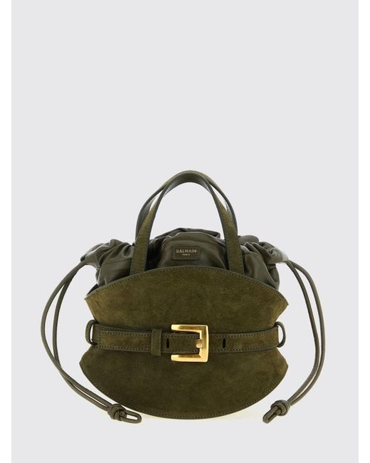 Balmain Green Shuffle Mini Suede Bag