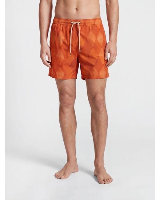 Ballantyne Orange Printed Polyester Swimsuit for men
