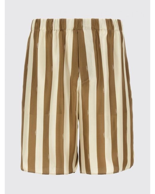 Fendi Natural Silk Striped Bermuda Shorts for men