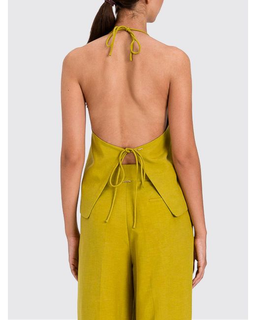 Twinset Yellow Linen Blend Vest