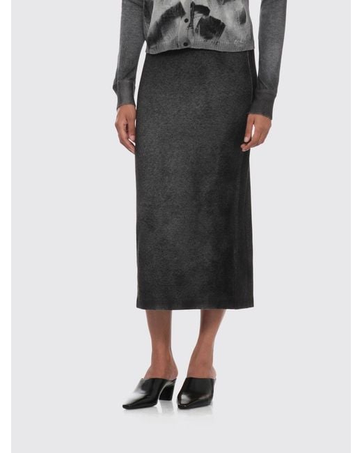 Avant Toi Black Wool And Cashmere Knit Midi Pencil Skirt With Elastic Waist