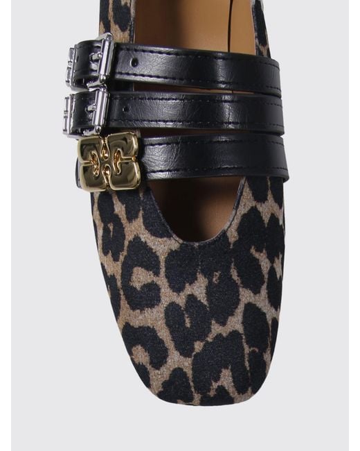 Ganni White Animal Print Recycled Viscose Ballerinas