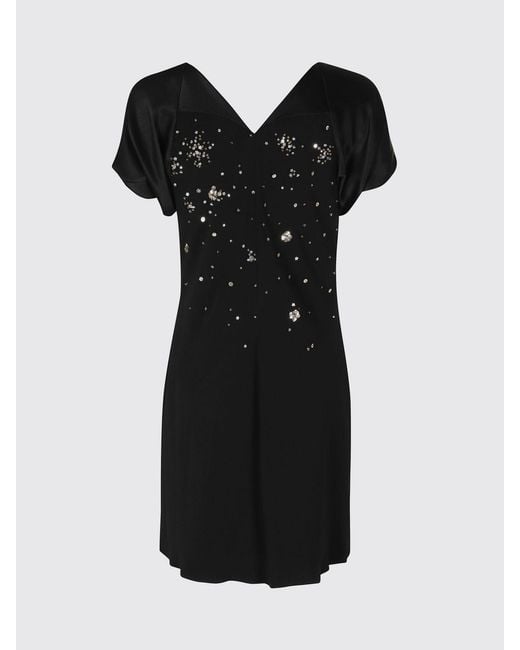 Alberta Ferretti Black Sequin Embellished Crêpe Mini Dress With Scarf Neck