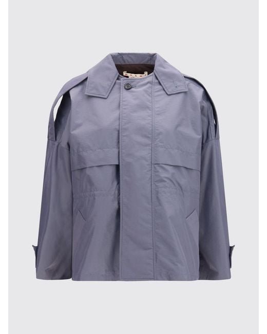 Marni Blue Relaxed Fit Short Trench Coat