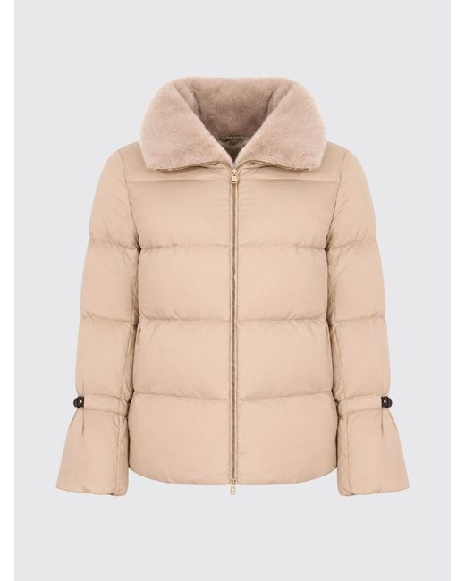 Herno Natural Quilted Ultra-Light Nylon Down Jacket With Fur Collar