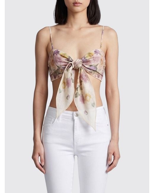 Twinset White Floral Linen Crop Top