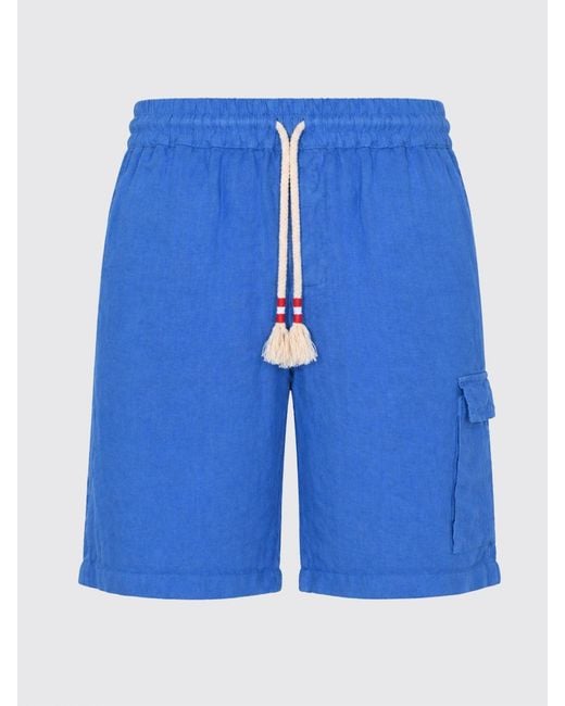 Mc2 Saint Barth Blue Cotton Cargo Shorts for men