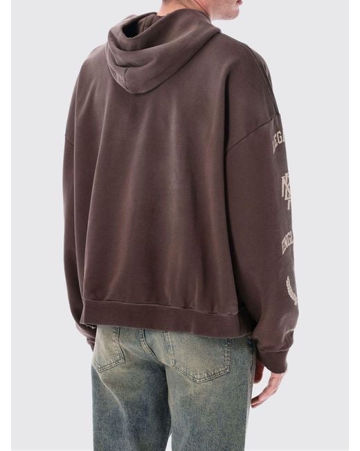 Represent Gray Cotton Hooded Sweatshirt With Logo for men