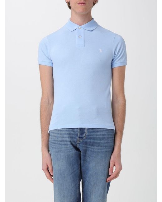 Polo Ralph Lauren Blue Cotton Polo Shirt With Pony Logo for men