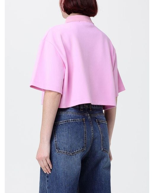 MSGM Blue Logo Cotton Crop Polo Shirt