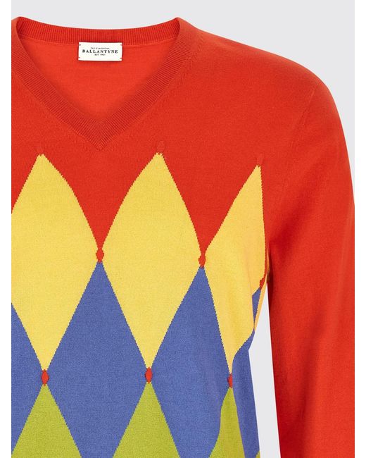 Ballantyne Pullover Aus Baumwolle Und Kaschmir Mit Rautenmuster in Red für Herren