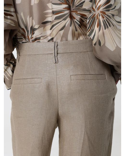 Brunello Cucinelli Natural Lurex Linen Palazzo Trousers