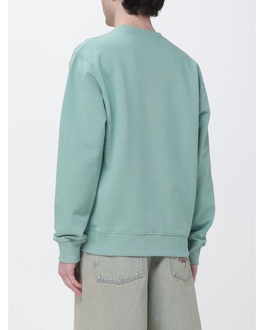 Drole de Monsieur Green Cotton Sweatshirt With Embroidered Logo for men