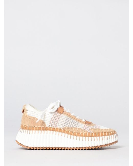 Chloé Pink Chlo&Eacute Nama Mesh And Suede Sneakers