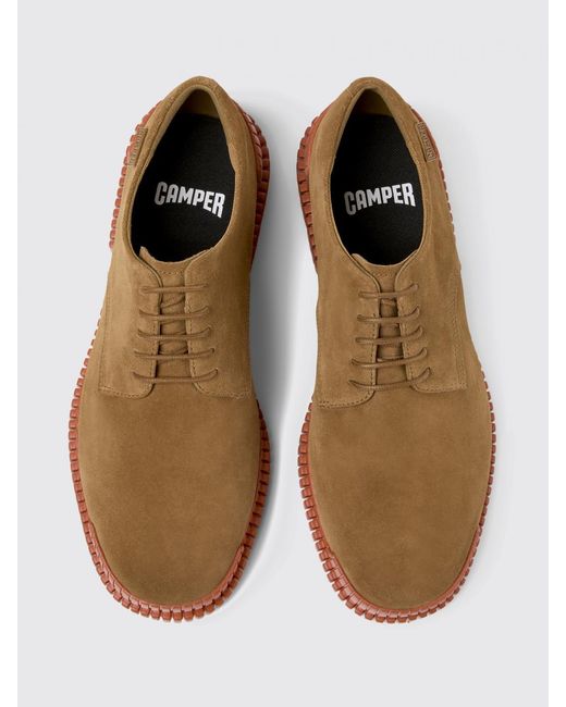 Camper Brown Pix Suede Derby Shoes for men