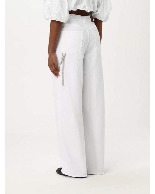 Pinko White Wide Leg Jeans With Chain Detail