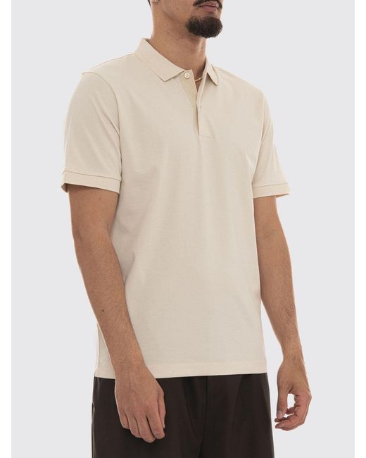 Boss Natural Short-Sleeved Cotton Polo Shirt With Ribbed Collar And Two-Button Placket for men