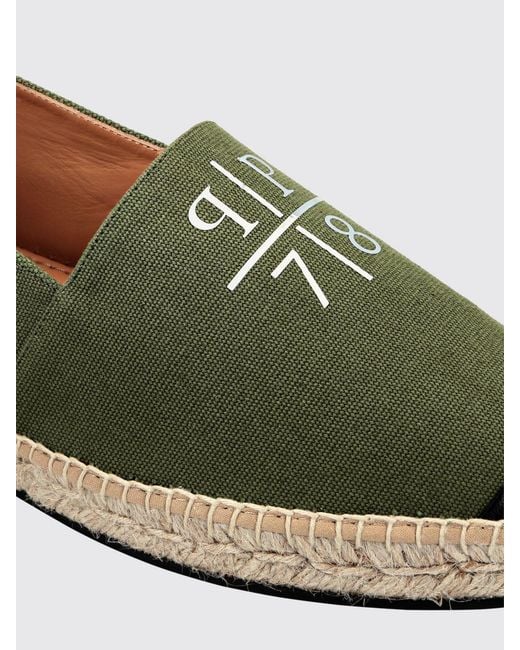 Philipp Plein Green Cotton Canvas Espadrilles With Logo And Jute Sole for men