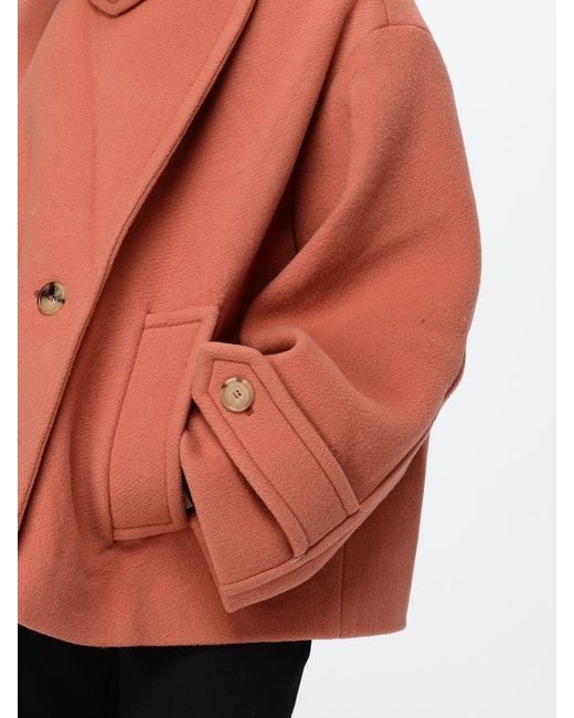 Chloé Orange ChloÉ Double-Breasted Short Wool Coat With A Relaxed Fit And Lapels