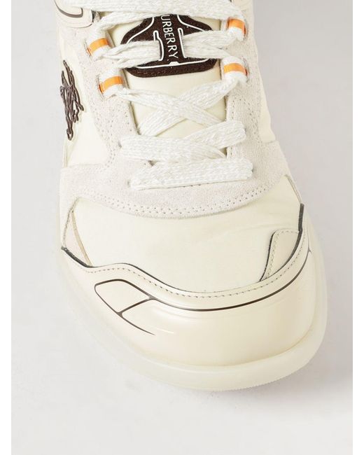 Burberry White Ekd Low-Top Synthetic Leather Sneakers for men