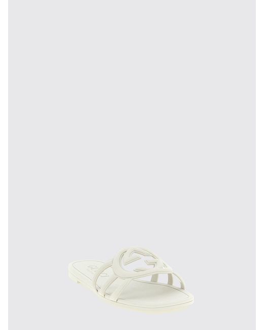 Gucci White Gg Monogram Rubber Slippers