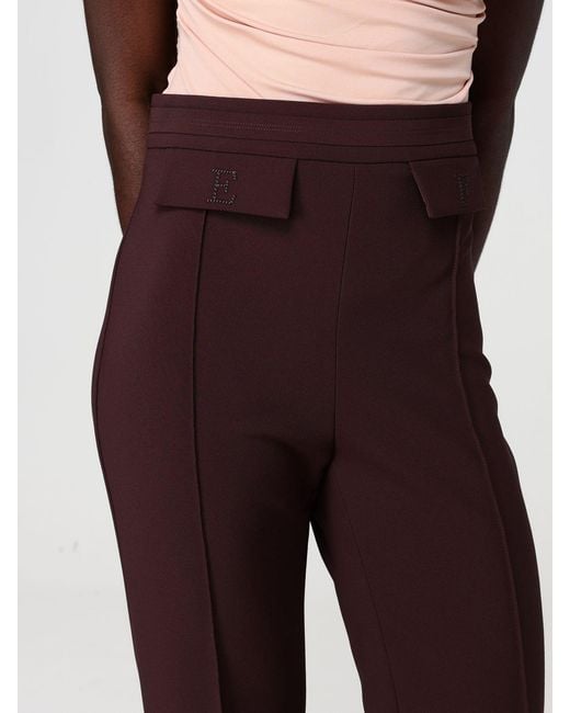 Elisabetta Franchi Red Crêpe Straight Trousers