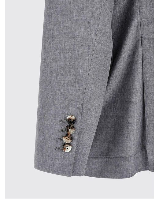 Brunello Cucinelli Gray Virgin Wool And Silk Single-Breasted Blazer for men