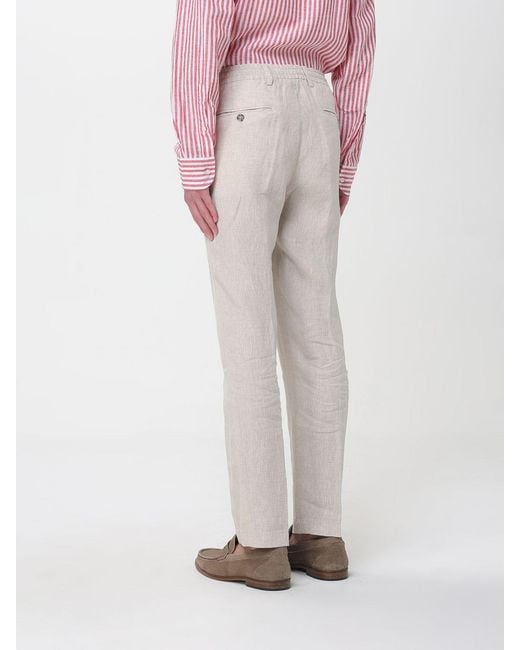 Manuel Ritz Pink Linen Slim Fit Trousers With Drawstring for men