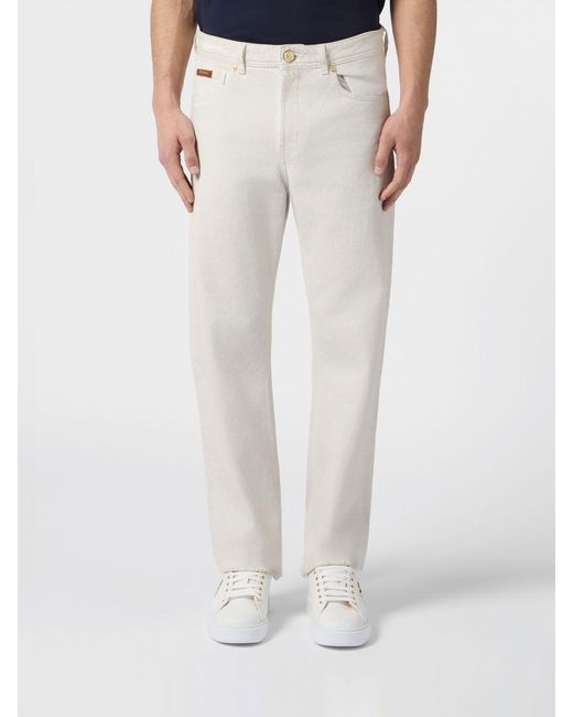 Billionaire White Straight-Fit Cotton Denim Jeans With Monogram Logo for men
