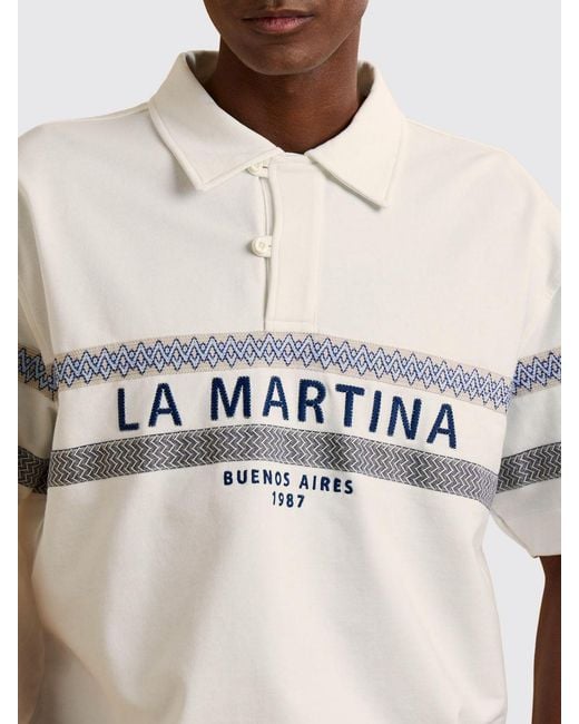 La Martina White Cotton Polo With Logo for men