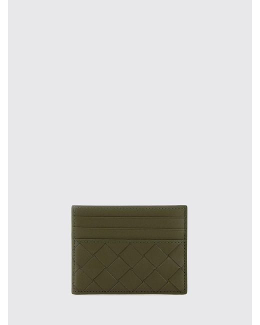 Bottega Veneta Green Woven Leather Credit Card Holder for men
