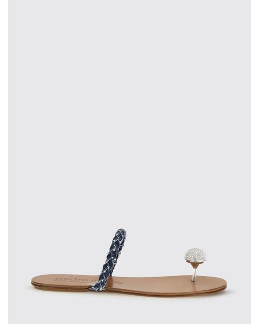Pedro Garcia White Pipa Woven And Leather Sandals With Rhinestones