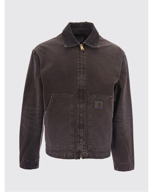 Carhartt Gray Og Arcan Cotton Shirt Jacket With Zip And Patch Pockets for men