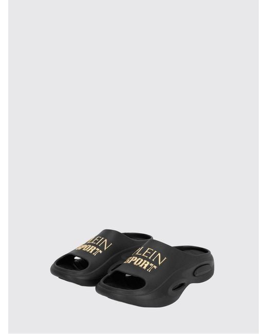 Philipp Plein White Rubber Slide Sandals With Printed Logo for men