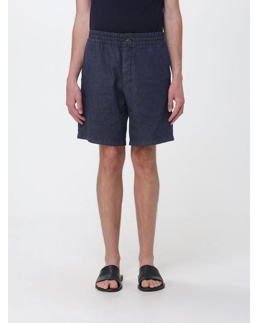 Paolo Pecora Blue Virgin Wool Shorts for men