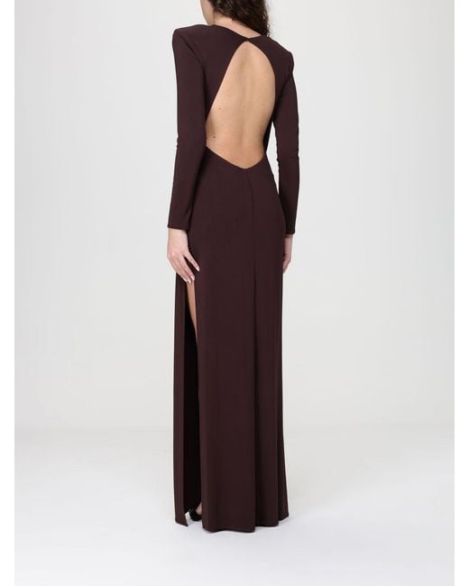 Elisabetta Franchi Purple Long Dress With Bead Detail