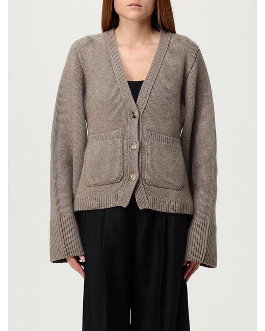 Khaite Gray V-Neck Cashmere Cardigan