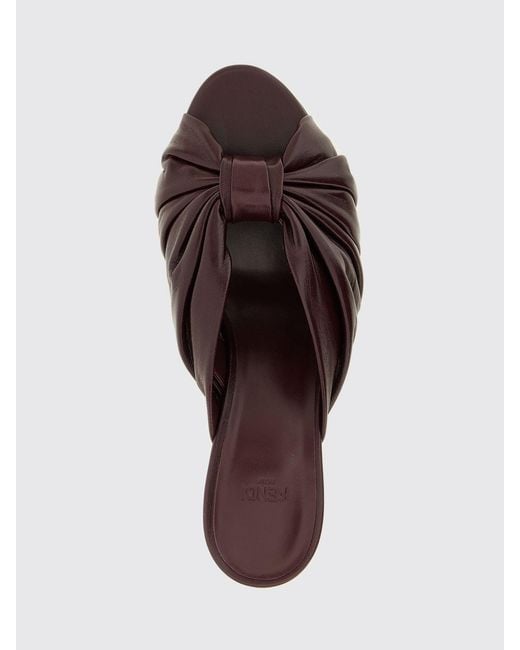 Fendi Brown Arco Draped Nappa Mules