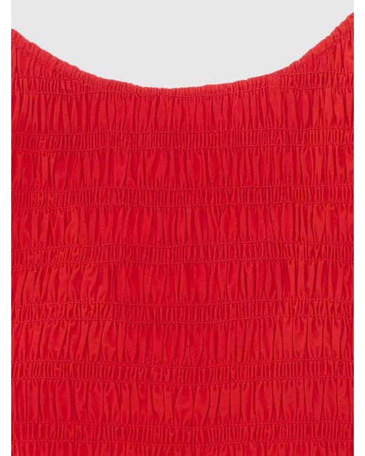 Ganni Red Sleeveless Ruched Top