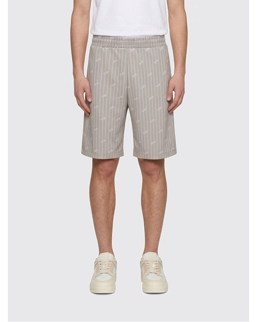 Gcds Gray Technical Fabric Shorts With Striped Logo for men