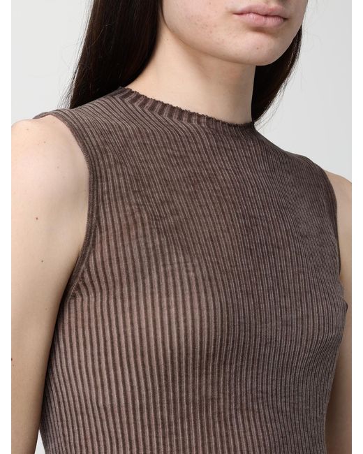 Uma Wang Brown Ribbed Wool Top