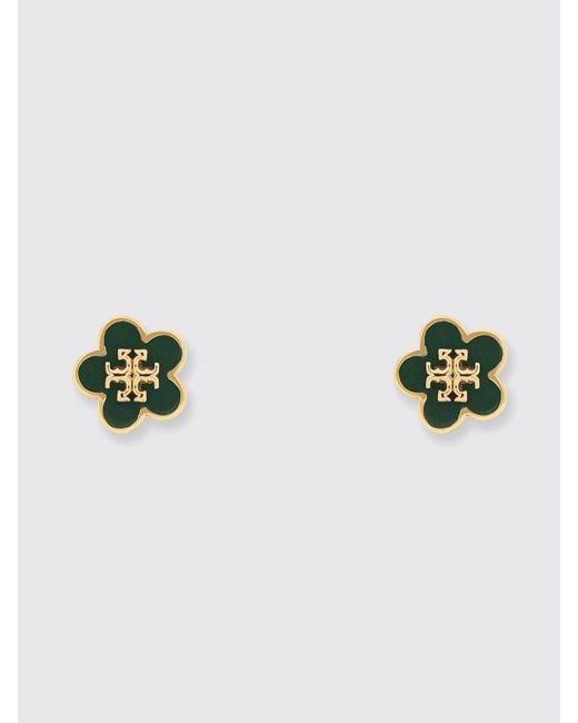 Tory Burch Brown Floral Stud Earrings