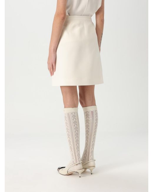 Valentino Natural Basic Virgin Wool And Silk Skirt