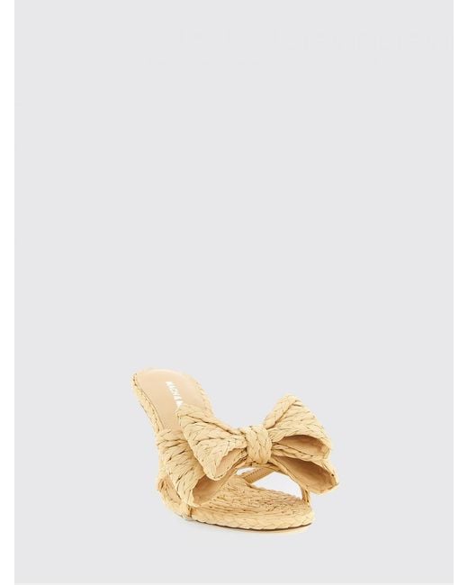 Mach & Mach Natural Le Cadeau Bow Braided Raffia Mules
