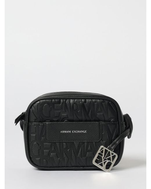 ARMANI EXCHANGE Black Grained Faux Leather Camera Bag